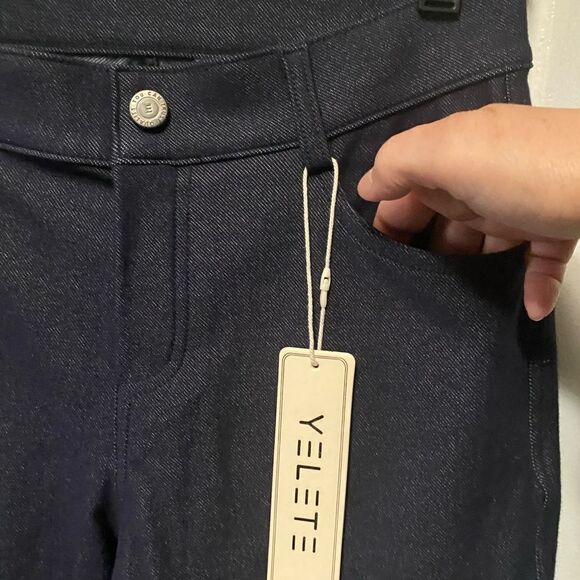 NWT Yelete Leggings jeans dark wash size large - Picture 3 of 7